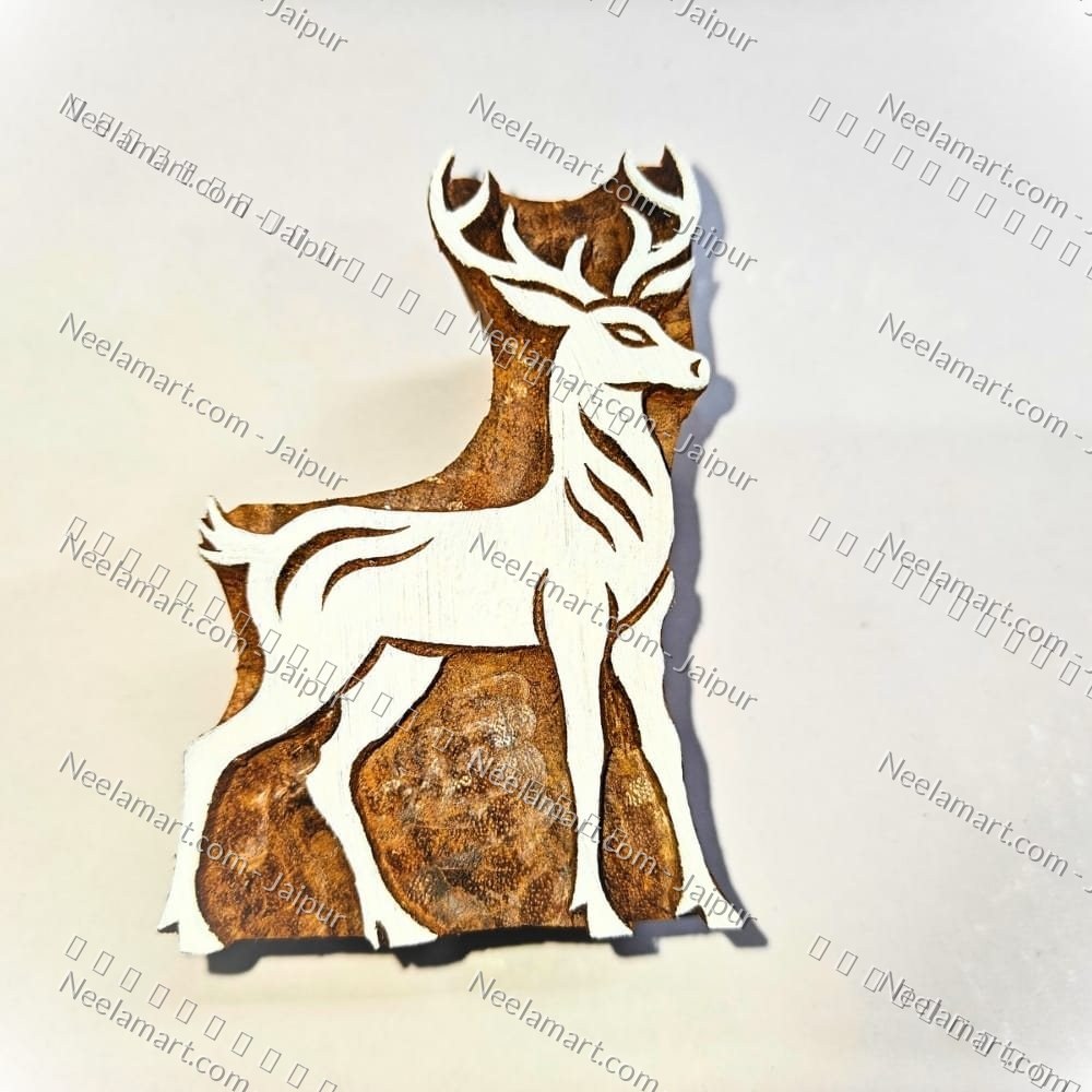 Hand-Carved Forest Deer Block
