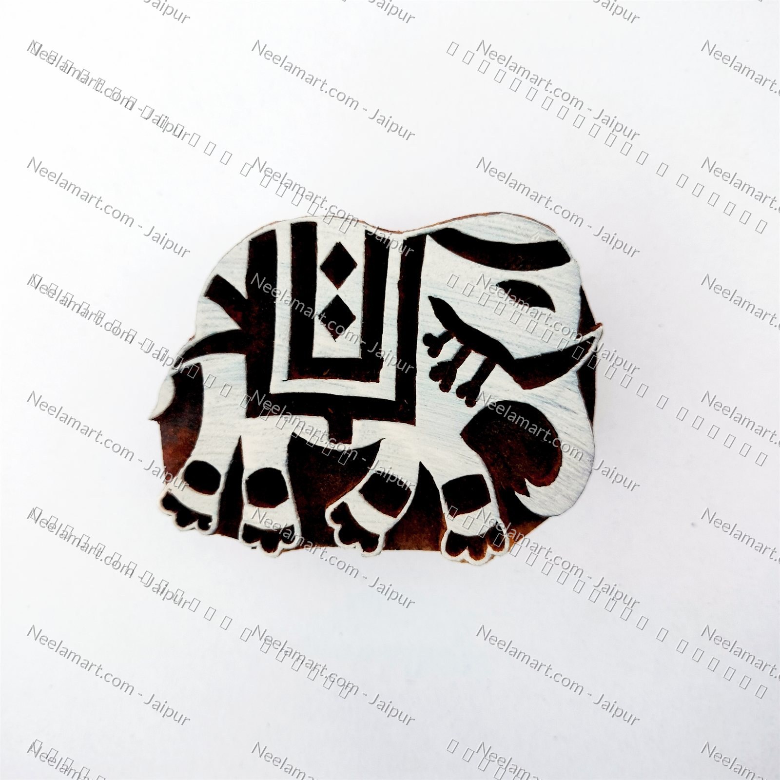 Hand-Carved Royal Elephant Block