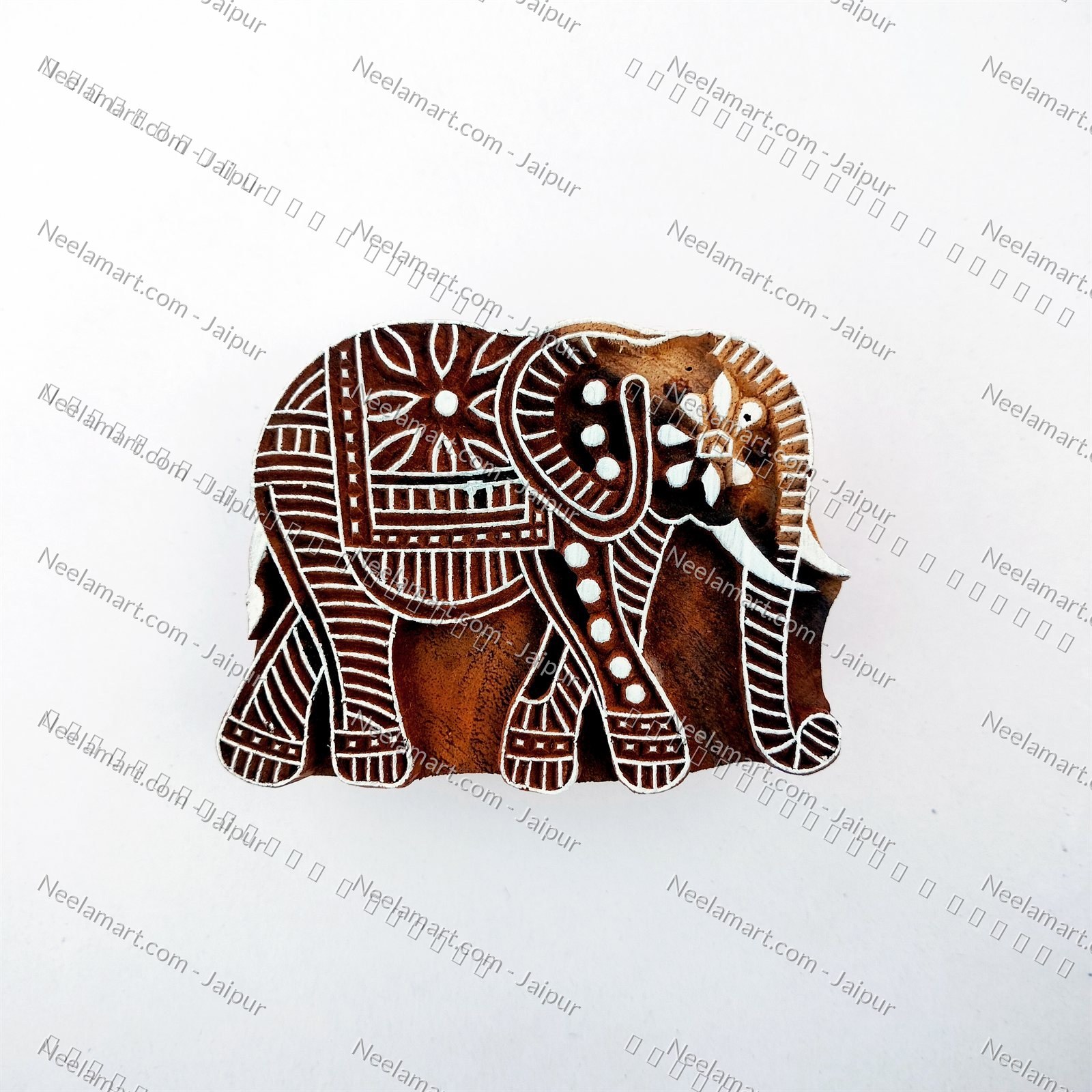 Hand-Carved Royal Elephant Block