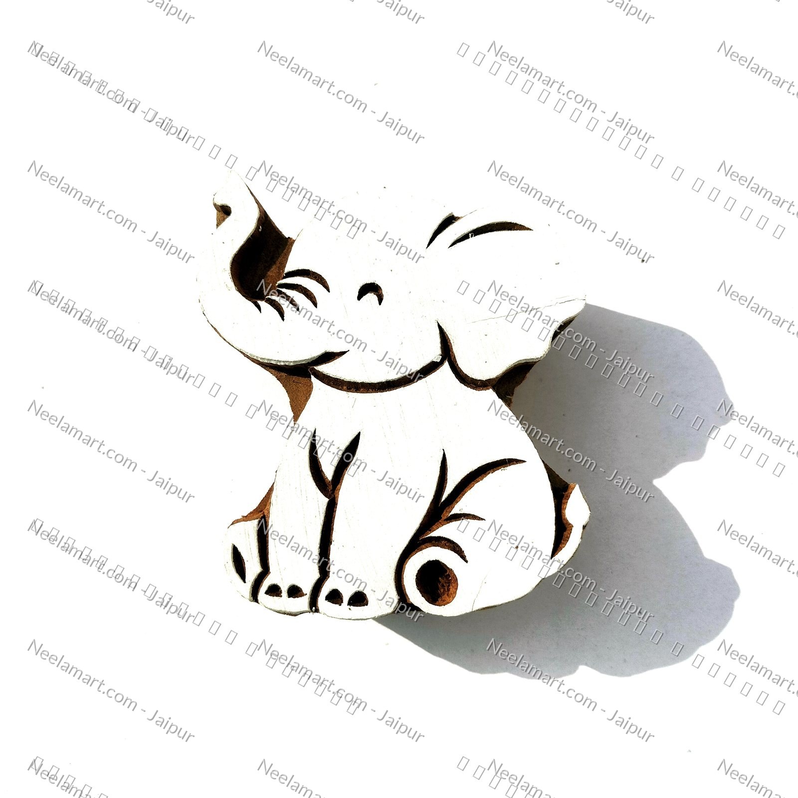 Hand-Carved Royal Elephant Block