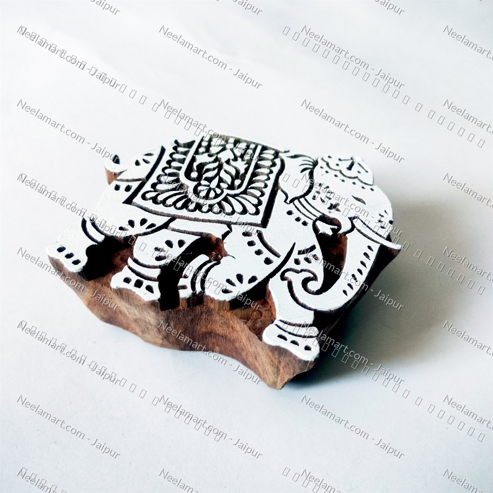 Hand-Carved Royal Elephant Block printed impression