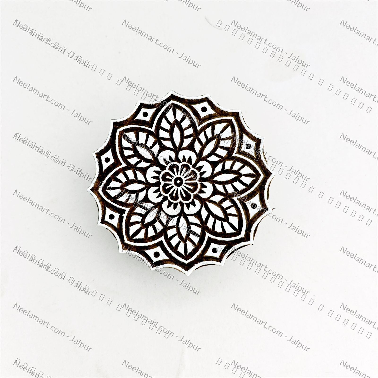 Intricate Botanical Floral Wooden Block printed impression