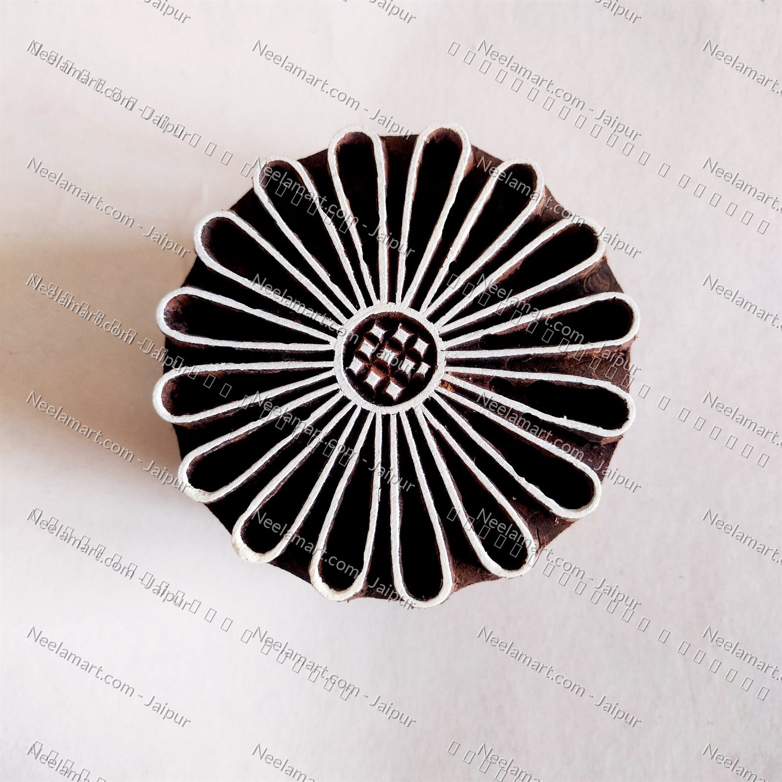 Intricate Botanical Floral Wooden Block