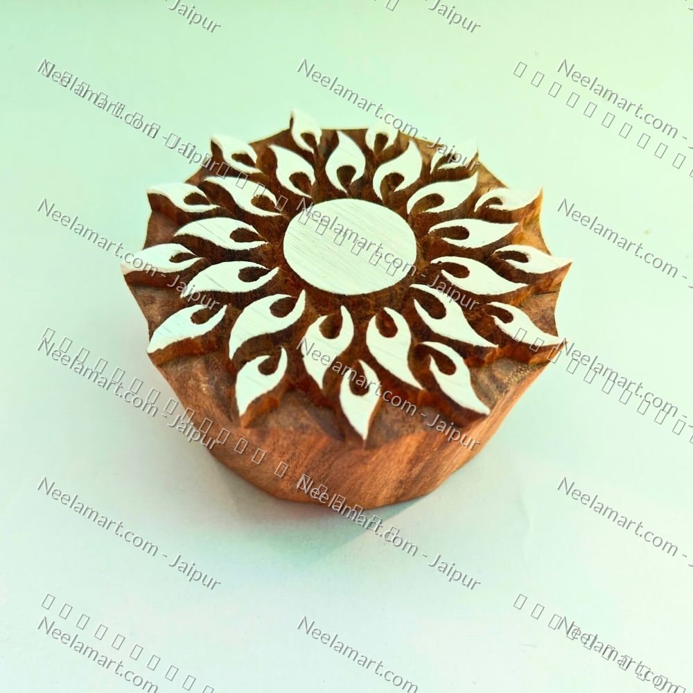 Intricate Botanical Floral Wooden Block