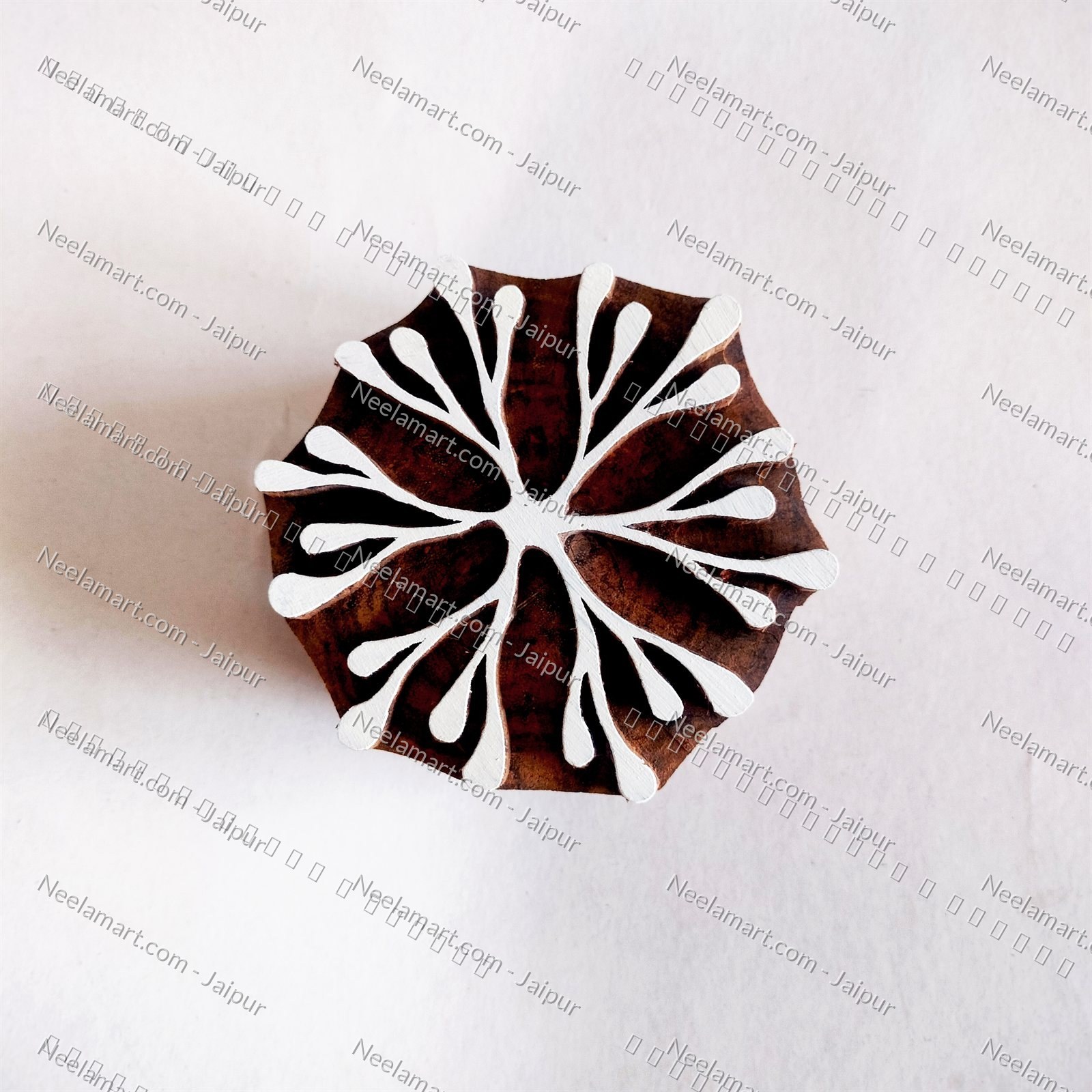 Intricate Botanical Floral Wooden Block