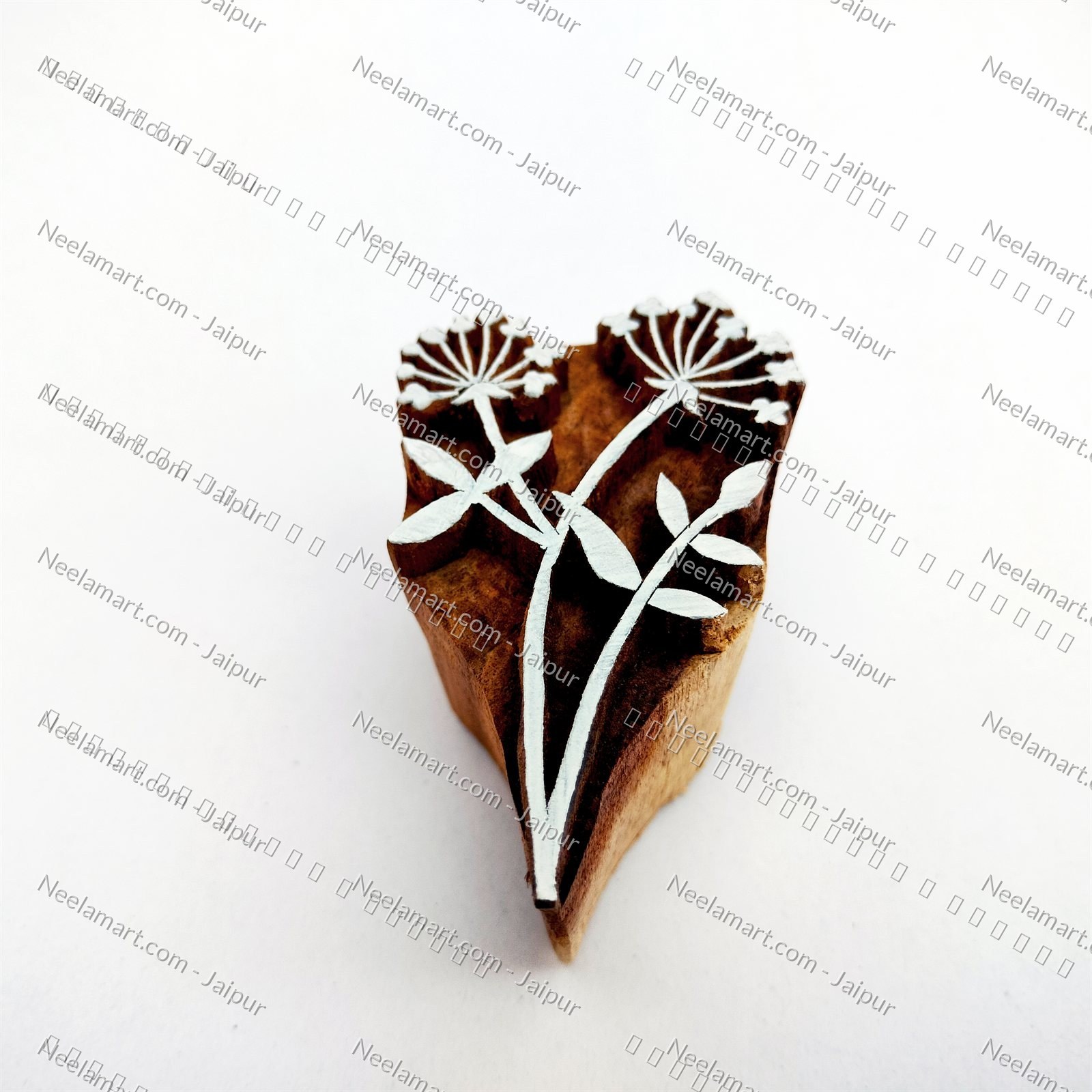 Intricate Botanical Floral Wooden Block
