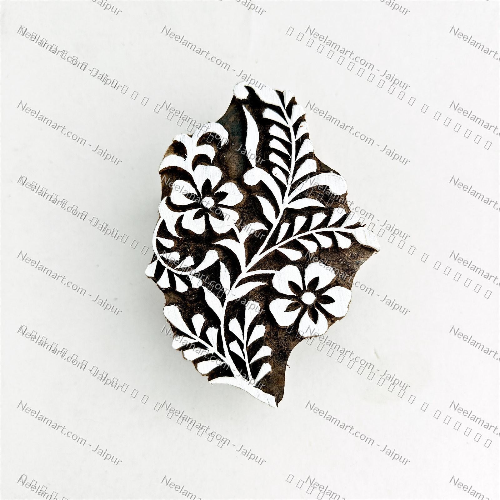 Intricate Botanical Floral Wooden Block