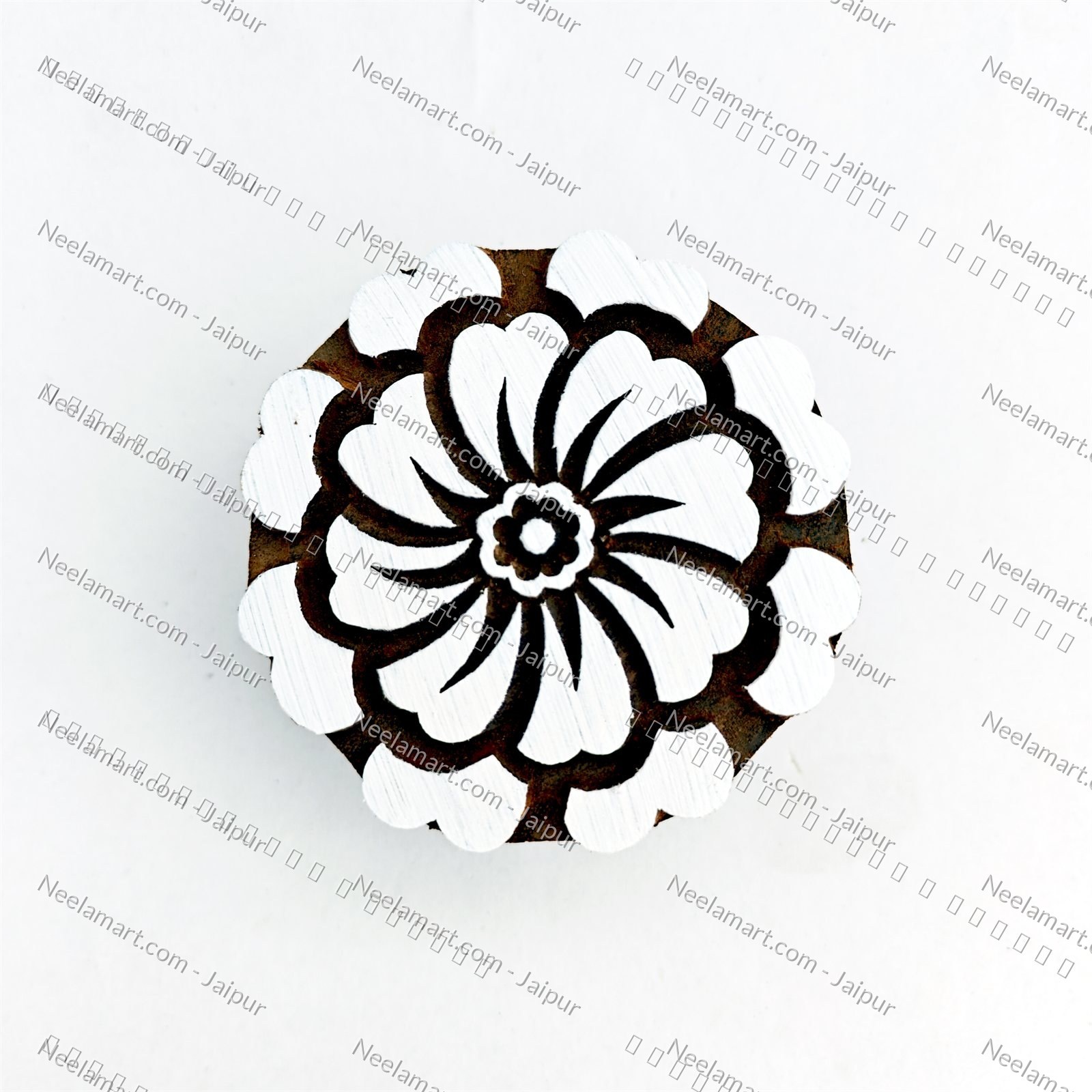 Intricate Botanical Floral Wooden Block printed impression