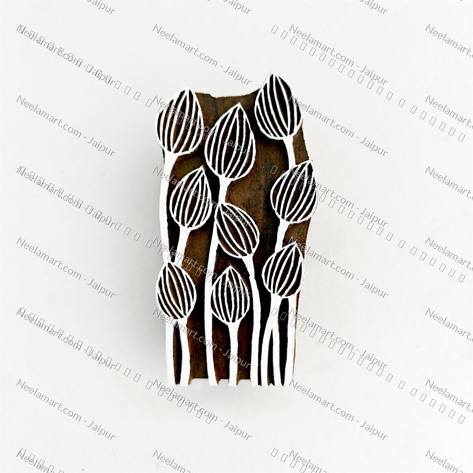 Intricate Botanical Floral Wooden Block