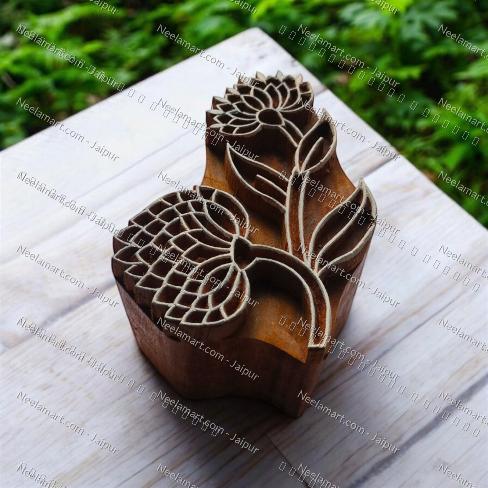 Intricate Botanical Floral Wooden Block printed impression