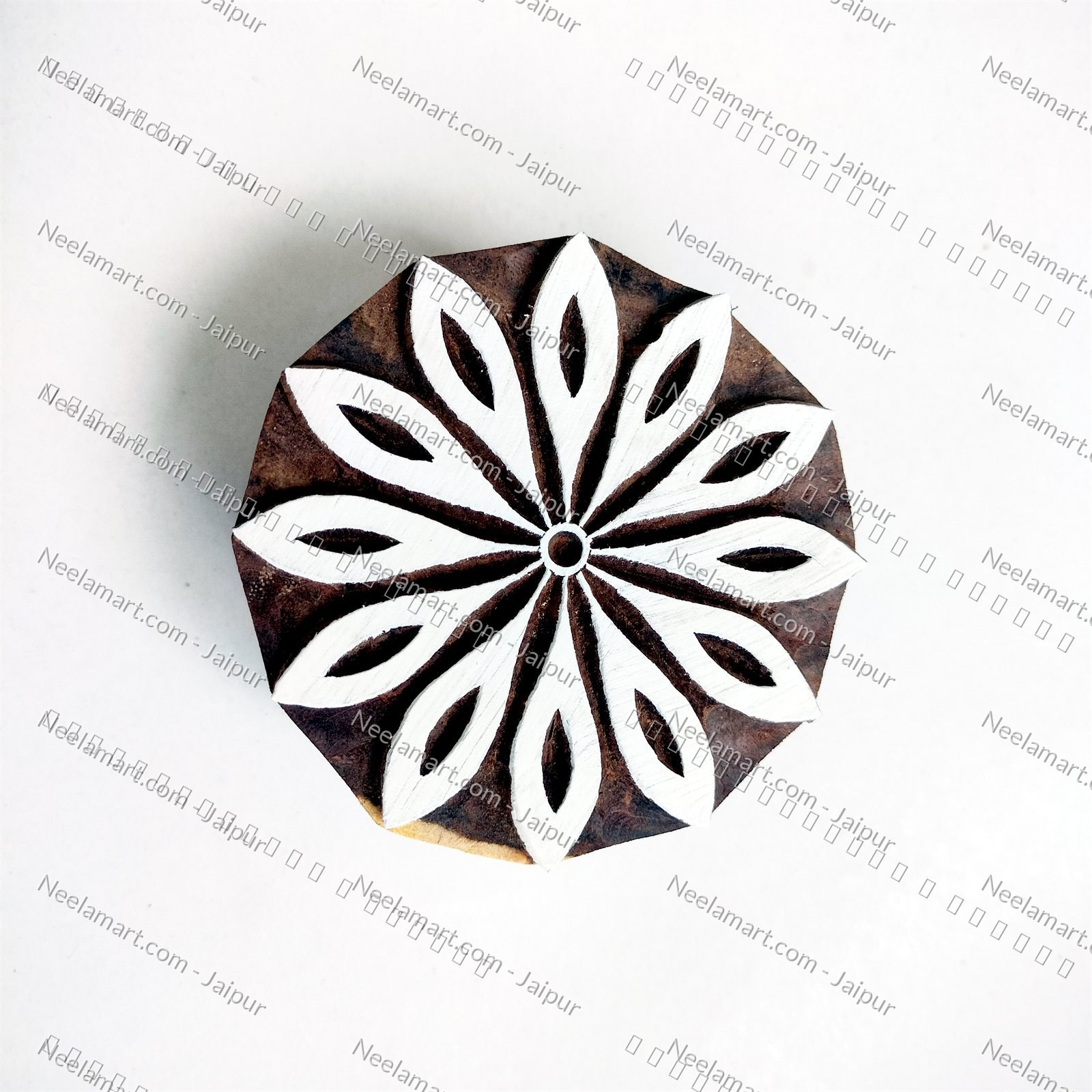 Intricate Botanical Floral Wooden Block
