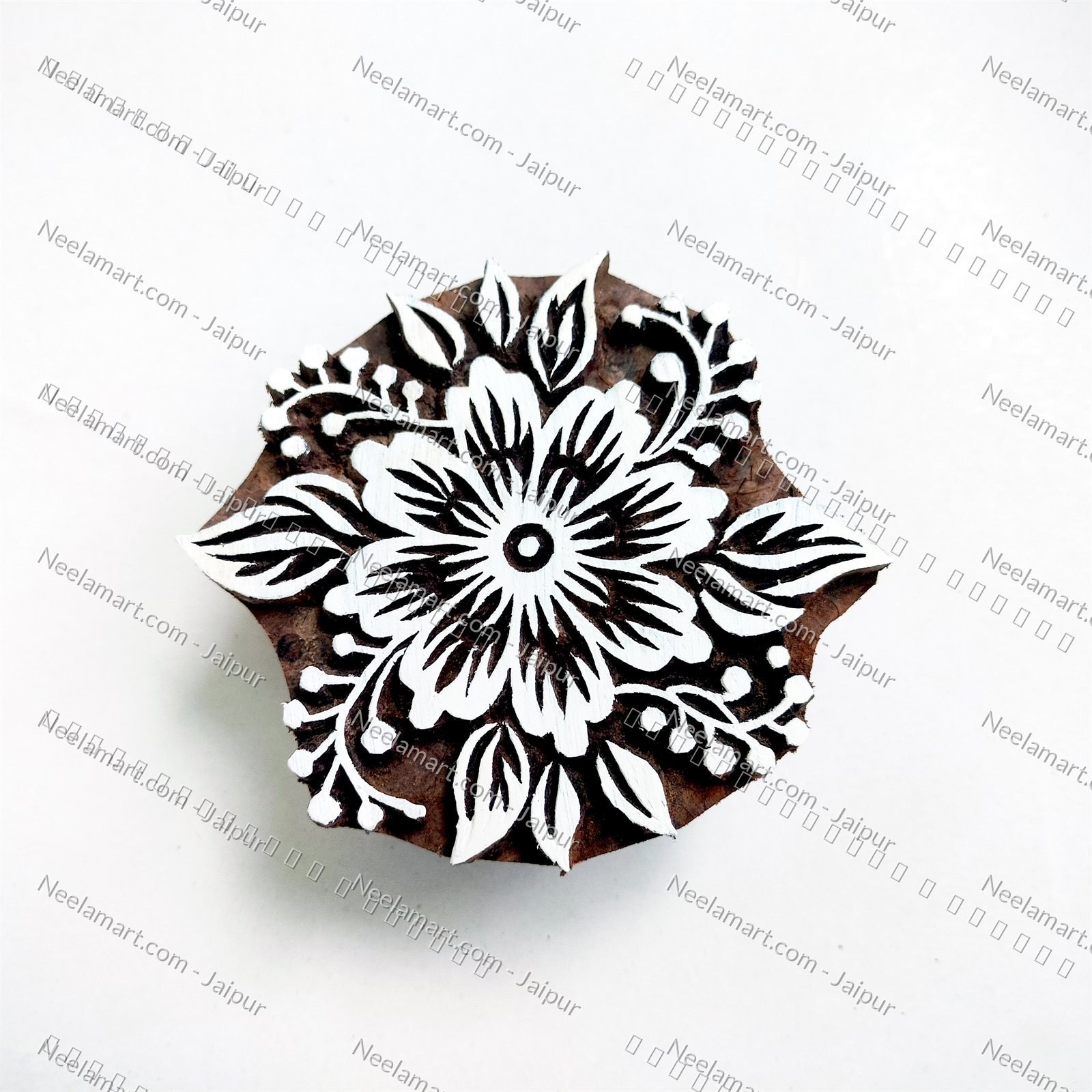 Intricate Botanical Floral Wooden Block printed impression