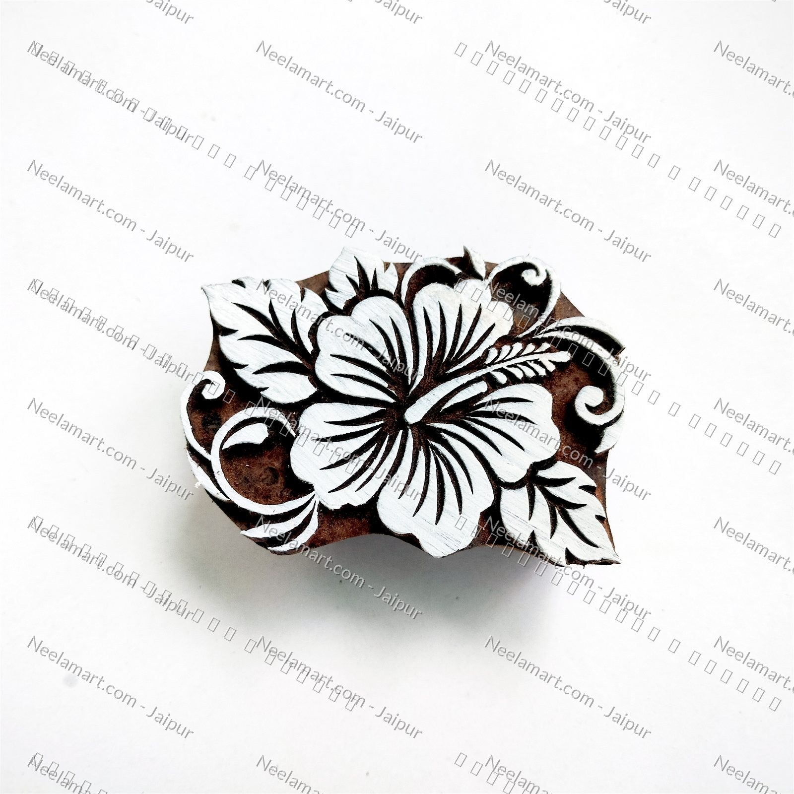 Intricate Botanical Floral Wooden Block