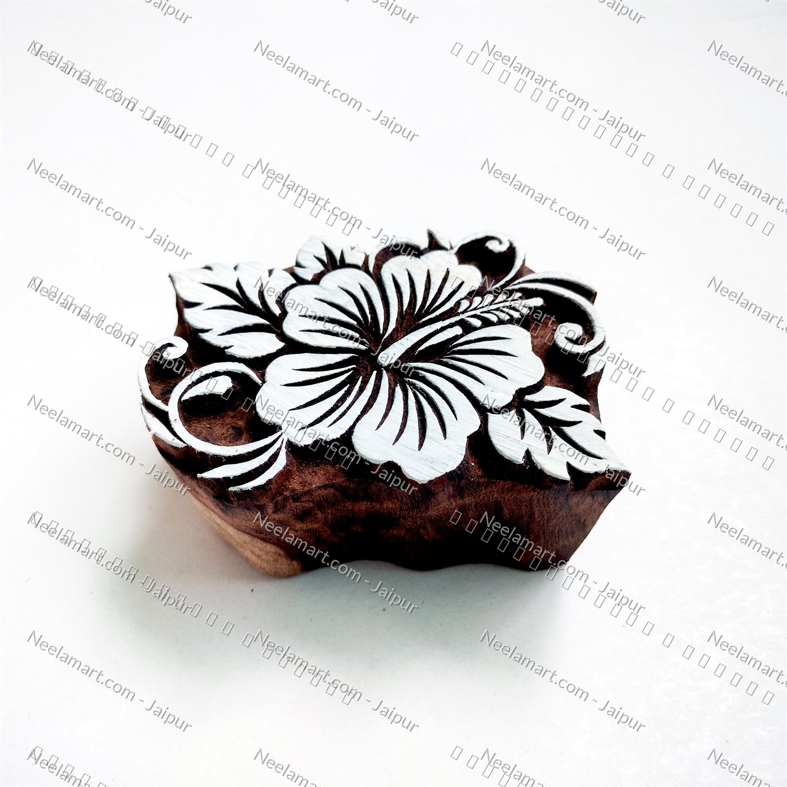 Intricate Botanical Floral Wooden Block printed impression