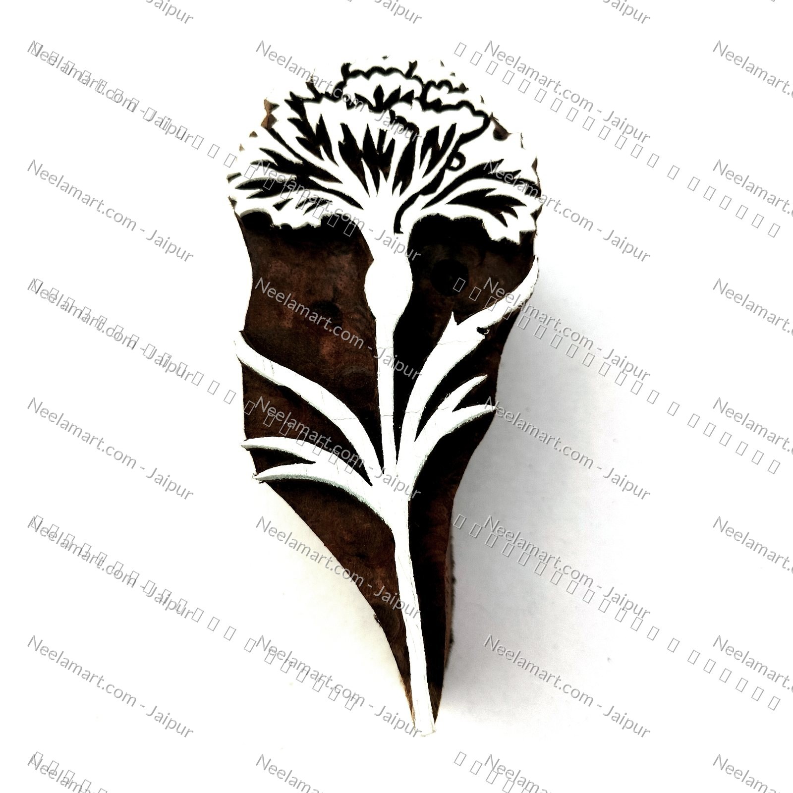 Intricate Botanical Floral Wooden Block