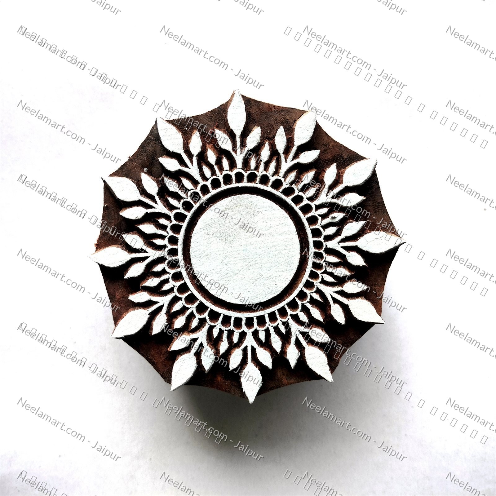 Intricate Botanical Floral Wooden Block