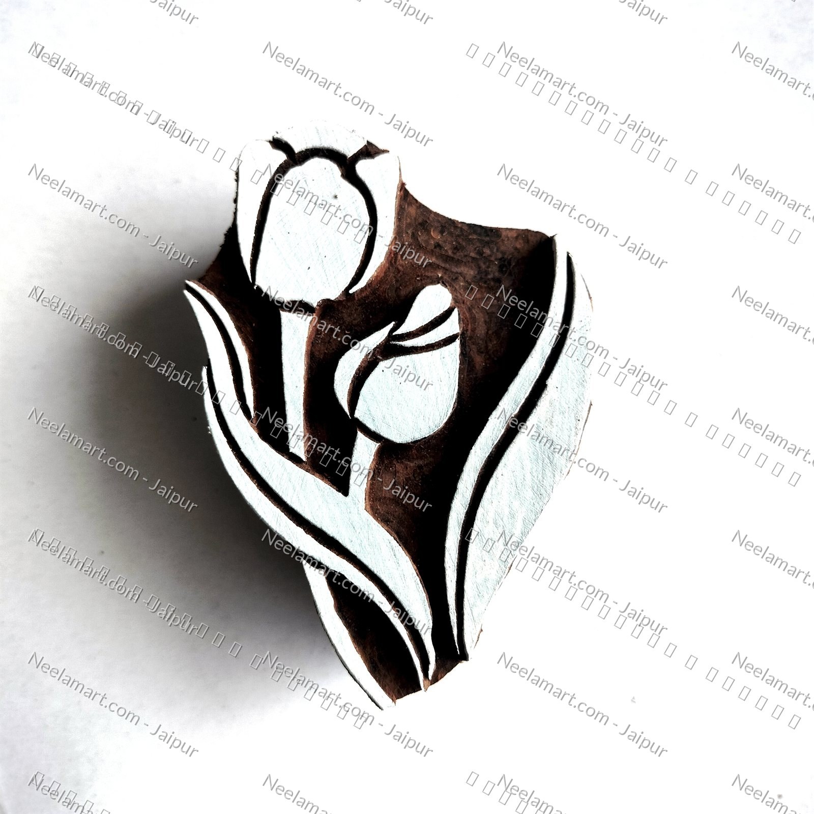 Intricate Botanical Floral Wooden Block