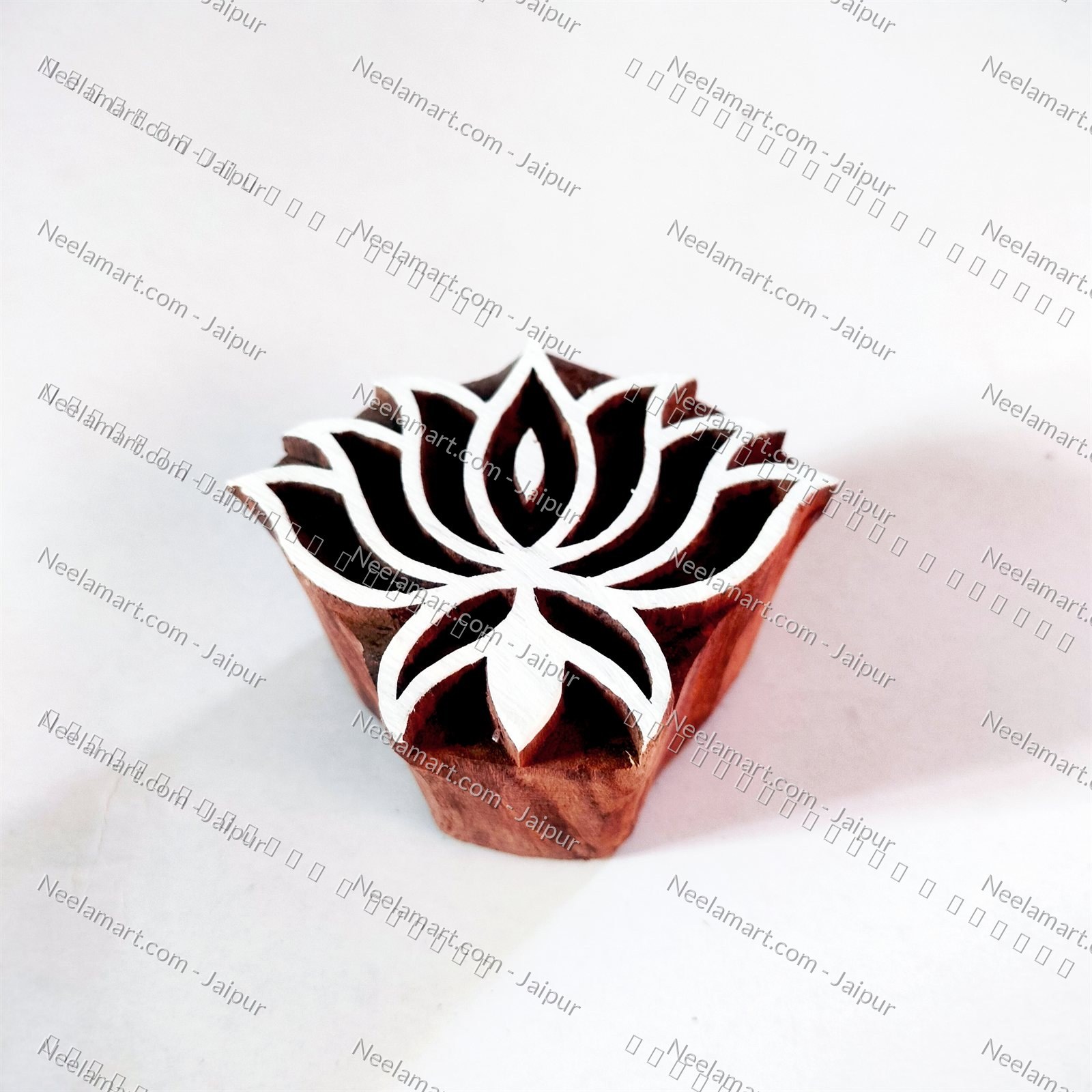 Intricate Lotus Flower Wooden Block printed impression