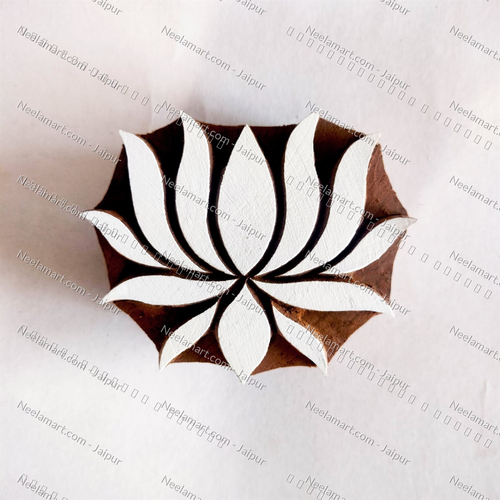 Intricate Lotus Flower Wooden Block