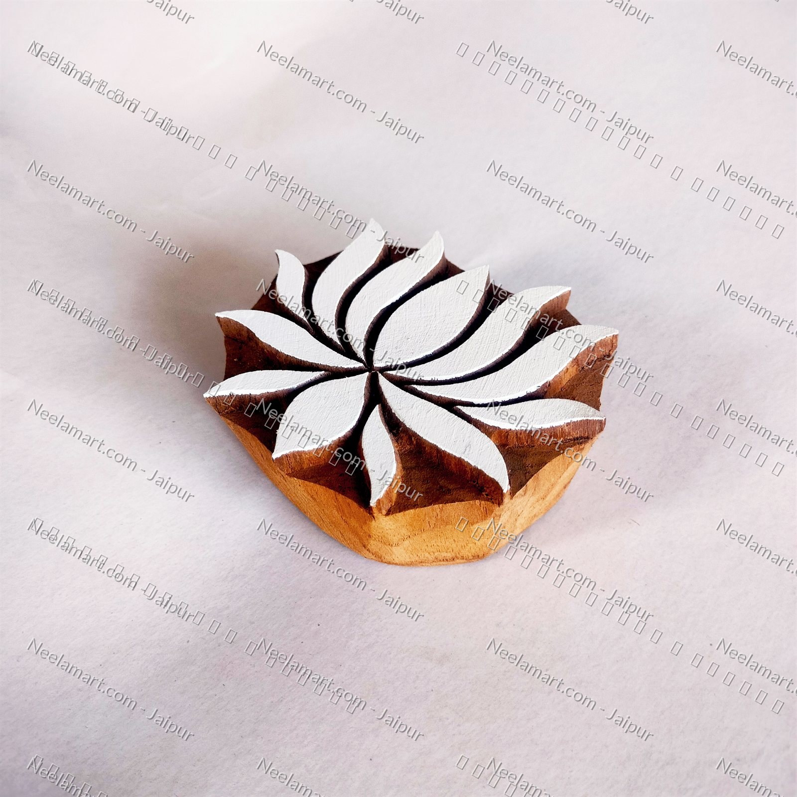 Intricate Lotus Flower Wooden Block printed impression