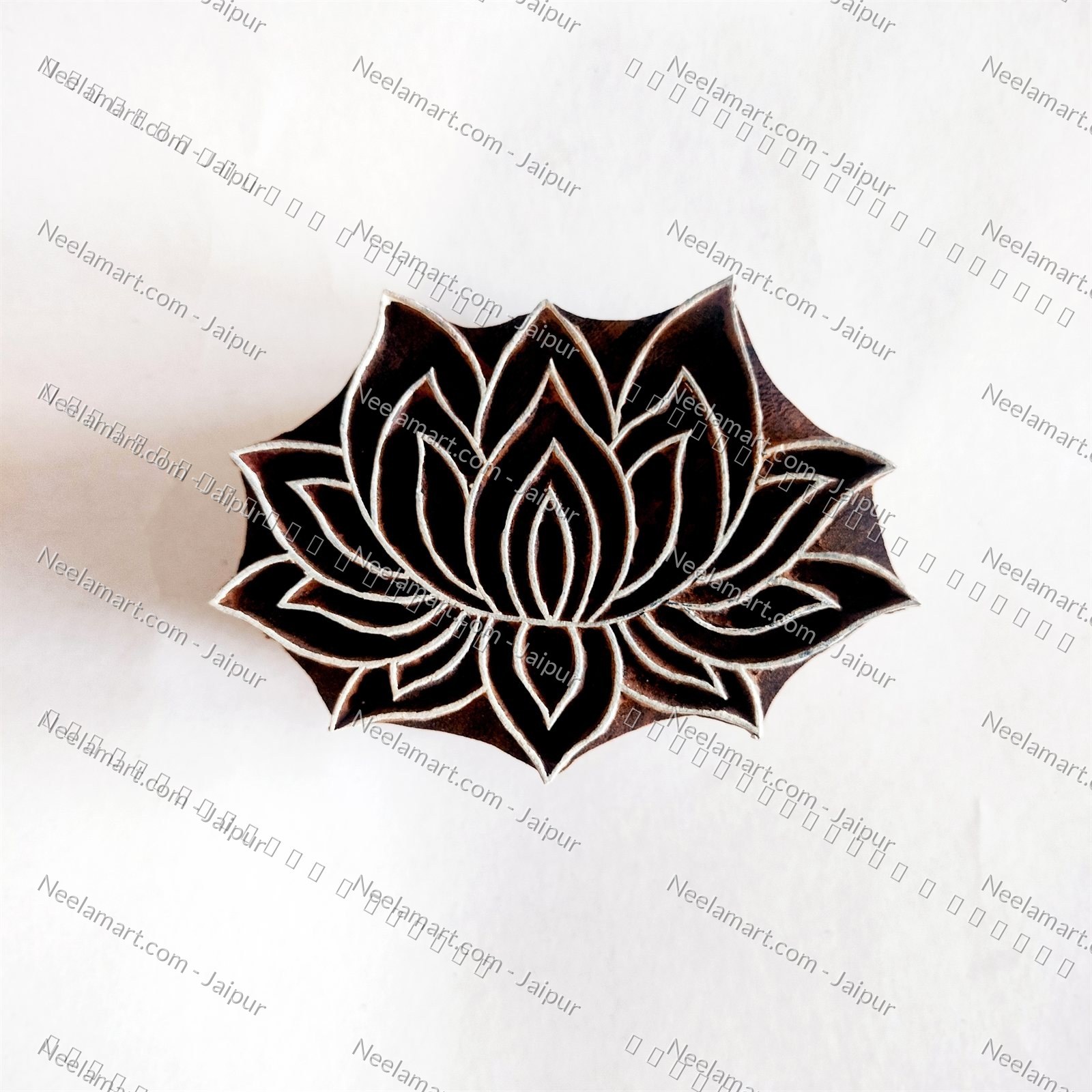 Intricate Lotus Flower Wooden Block printed impression