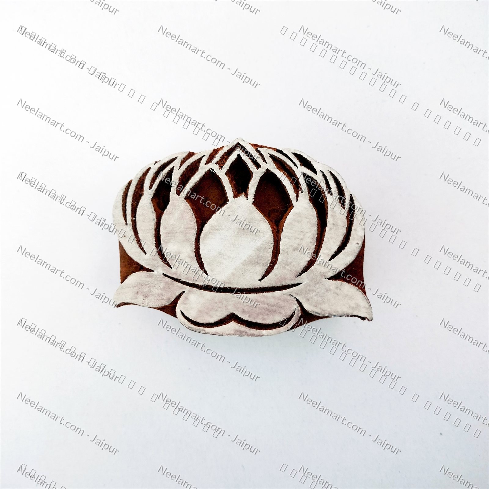 Intricate Lotus Flower Wooden Block printed impression