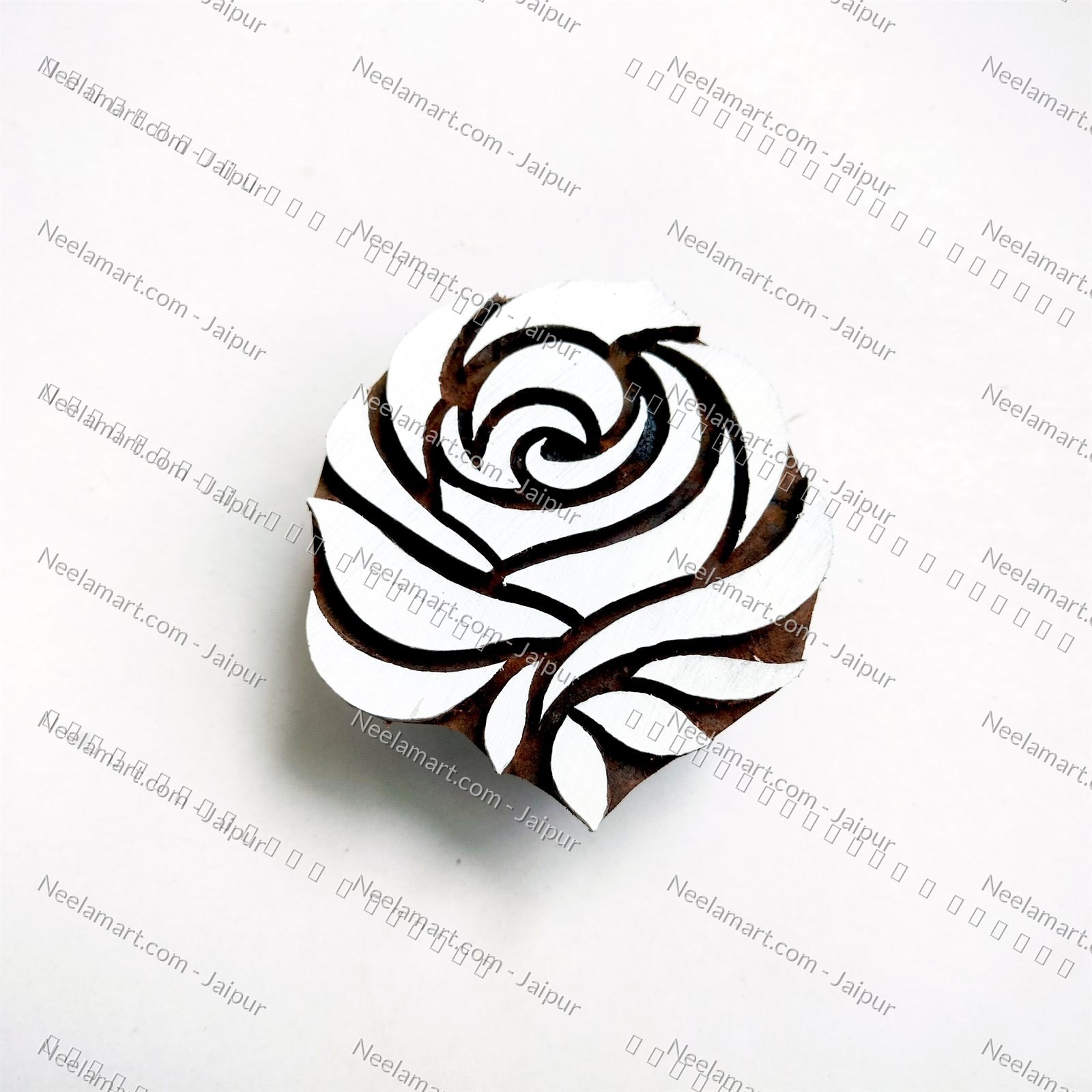 Intricate Rose Motif Wooden Block