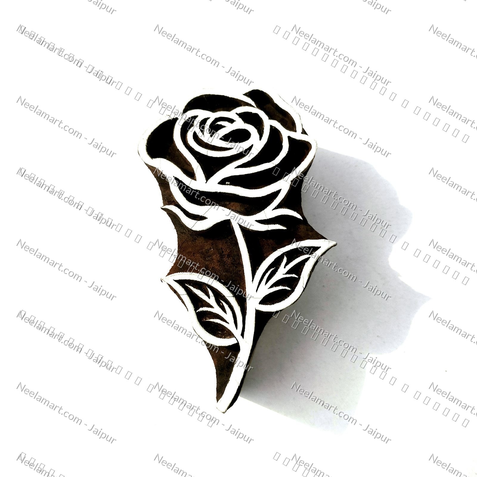 Intricate Rose Motif Wooden Block