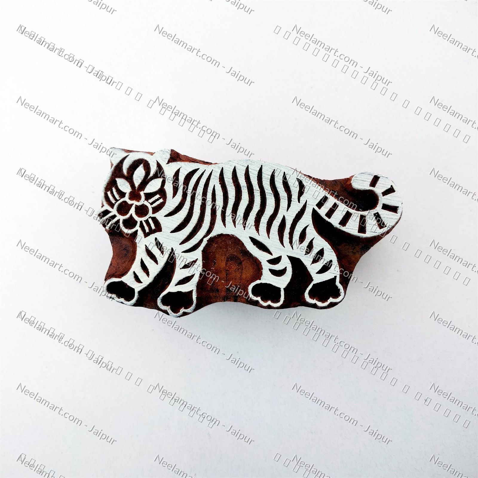 Hand-Carved Bengal Tiger Block