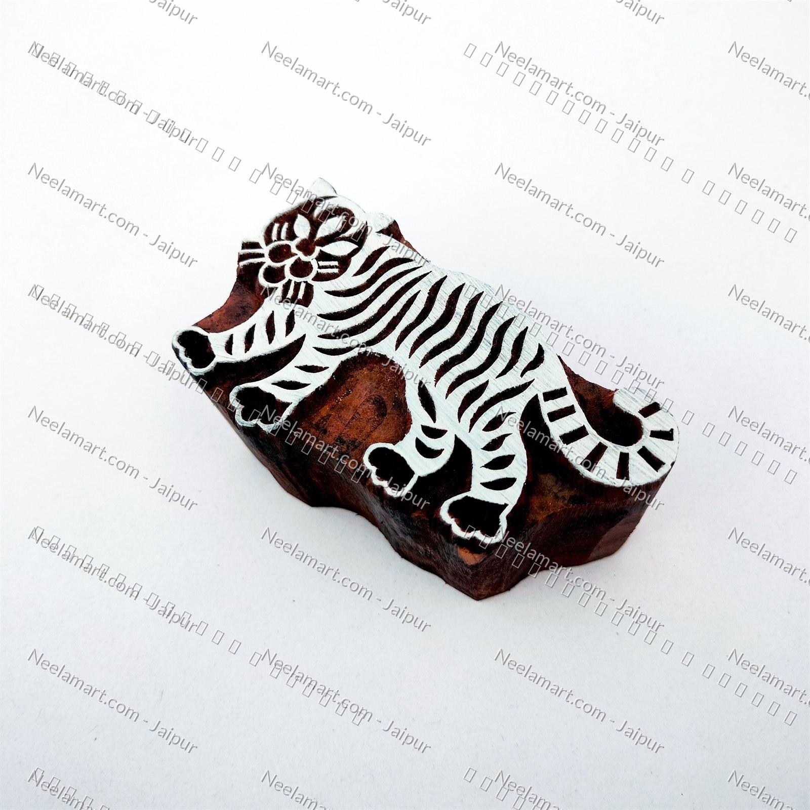 Hand-Carved Bengal Tiger Block printed impression